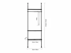 Sobuy Perchero de Ropa Telescópico Altura Ajustable 233-300 cm,Perchero Extensible con 1 Barras y 3 baldas KLS07-SCH ES Negro Best