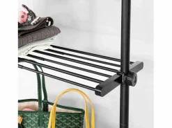 Sobuy Perchero de Ropa Telescópico Altura Ajustable 233-300 cm,Perchero Extensible con 1 Barras y 3 baldas KLS07-SCH ES Negro Best