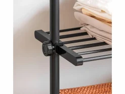 Sobuy Perchero de Ropa Telescópico Altura Ajustable 233-300 cm,Perchero Extensible con 1 Barras y 3 baldas KLS07-SCH ES Negro Best