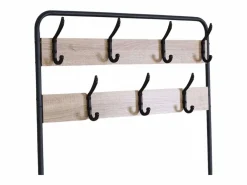 Perchero entrada 2 baldas 7 colgadores roble cambrian negro 80x170x30 cm Negro / Color natural claro Discount