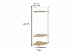 Perchero esquinero de madera y metal JUNE 70x200cm Blanco Clearance