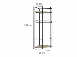 Armario Abierto, Vestidor|Perchero esquinero de madera y metal JUNE 70x200cm
