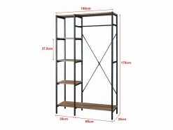 Helloshop26 Perchero Hvidovre 170 x 100 x 35 cm efecto madera 03_0008135 Negro New