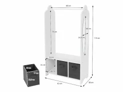 Joyz Burro Para Ropa|Perchero infantil de pie mueble ropero con 3 compartimentos y espejo