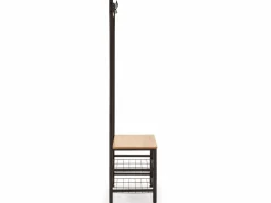VS Venta-stock Perchero|Perchero Lisa con banco 2 estantes, color roble/negro, 175 cm altura