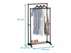 Perchero melamina y metal para recibidor beige 74.5x157x39 cm Negro Outlet