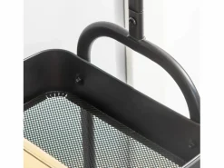 Perchero móvil con barra y estantes, acero , ruedas bloqueables (56,5x31,5x152,5cm) Negro Outlet