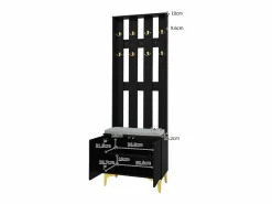 Perchero con banco para zapatos - Puertas onduladas, ganchos dorados y estantes ajustables - Muebles modernos para recibidor^OKWISH New