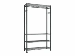 Burro Para Ropa|Perchero para Ropa SucceBuy con 4 Estantes Ajustables, Perchero de Acero al Carbono, Armario para Ropa Capacidad de Carga 227 kg, con 1 Barra