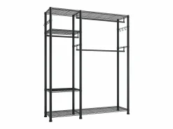 Perchero para Ropa SucceBuy con 6 Estantes Ajustables, Perchero con Marco de Acero, Armario para Ropa Capacidad de Carga 363 kg, con 3 Barras Negro Discount