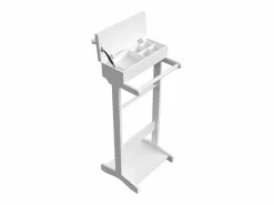 Perchero portátil con almacenaje, diseño multifuncional, MDF y madera maciza, (44x36,5x110 cm) Blanco Sale