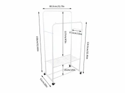 Fativo Perchero rodante armario doble con ruedas perchero 80,5x51x155cm Blanco Discount