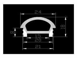 Ledkia Guirnalda Luminosa|Perfil Neón SFLEX 24x18 Superficie Semicircular Curva Vertical para Tira LED IP20 hasta 15 mm 5 m