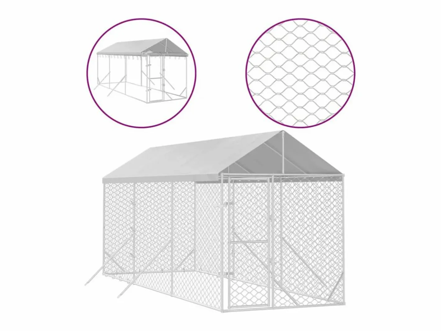 Perrera de exterior con toldo acero galvanizado plata 2x6x2,5 m^Clicnbuy Hot