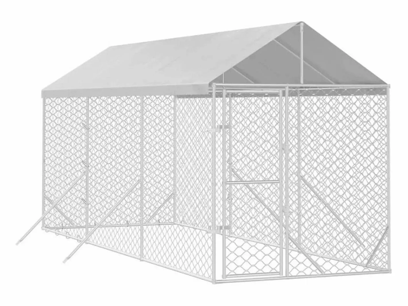 Perrera de exterior con toldo acero galvanizado plata 2x6x2,5 m^Clicnbuy Hot