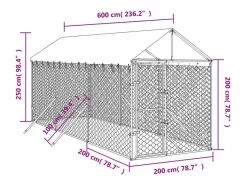 Perrera de exterior con toldo acero galvanizado plata 2x6x2,5 m^Clicnbuy Hot
