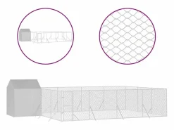 Clicnbuy Perrera de exterior con toldo acero galvanizado plata 10x6x2,5m Plateado Best