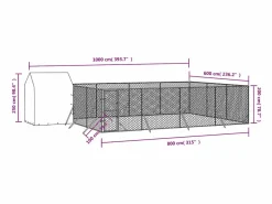Clicnbuy Perrera de exterior con toldo acero galvanizado plata 10x6x2,5m Plateado Best