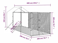 Perrera de exterior con toldo acero galvanizado plata 2x6x2,5 m^Clicnbuy Outlet