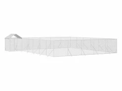 Clicnbuy Seguridad Para Mascotas|Perrera exterior con toldo acero galvanizado plata 12x12x2,5 m