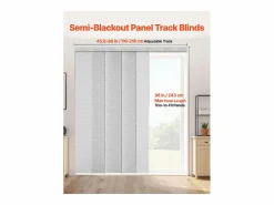 Persiana de Paneles SucceBuy con Riel Extensible, 116-218 cm de Ancho, Panel Japonés Vertical Ajustable hasta 243 cm de Altura, Gris Outlet