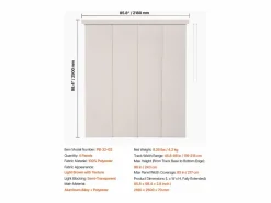 Persiana de Paneles SucceBuy con Riel Extensible, 116-218 cm de Ancho, Panel Japonés Vertical Ajustable hasta 243 cm de Altura, Marrón Claro Beige Online