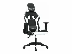 Clicnbuy piezas Silla gaming cuero sintético y blanco Negro