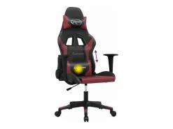 piezas Silla gaming de masaje cuero sintético negro y vino tinto^Clicnbuy