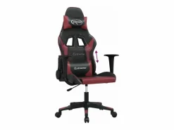 piezas Silla gaming de masaje cuero sintético negro y vino tinto^Clicnbuy