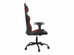 Clicnbuy piezas Silla gaming de masaje cuero sintético negro y vino tinto Rojo