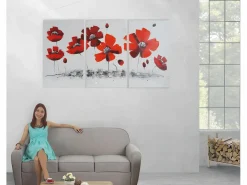 MCW Pintura al óleo amapola pintada a mano Multicolor