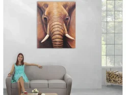 MCW Pintura al óleo primer plano elefante pintado a mano Multicolor Outlet