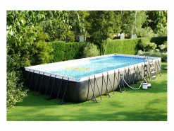 Intex Piscina de jardín 975x488x132 cm con bomba, escalera y accesorios Gris antracita Online