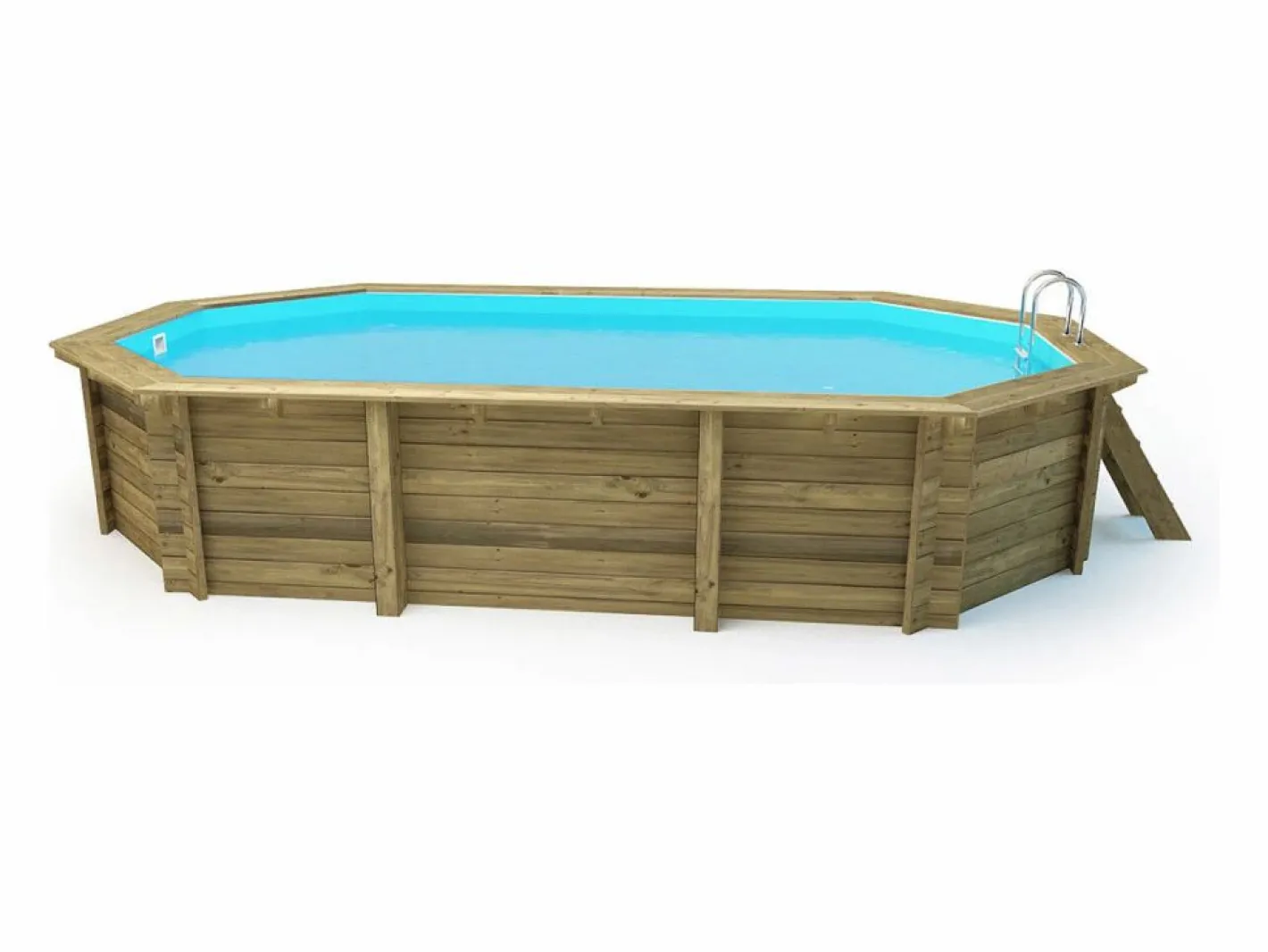 Habitat et jardin Piscina de madera " Brazilia " 5,86 x 3,86 x 1,20 m - Cubierta con burbujas 180 µ - Cubierta de invierno 280 g/m². Marru00f3n Clearance