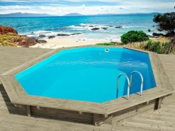 Habitat et jardin Piscina de madera " Florida " - 6,57 x 4,57 x 1,31 m + Bomba de calor reversible " Simplicity by Hayward " ON/OFF - 5 kW - Blanco Marru00f3n Hot