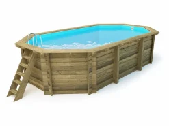 Habitat et jardin Piscina de madera " Florida " - 6,57 x 4,57 x 1,31 m + cubierta de burbujas 180 µ + cubierta de invierno 280 gr/m². Marru00f3n New