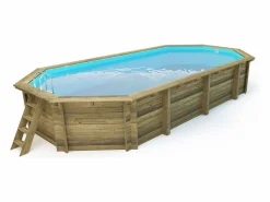 Habitat et jardin Piscina De Madera|Piscina de madera " Palma " - 7,57 x 4,07 x 1,31 m + cubierta de burbujas de 180 µ + cubierta de invierno de 280 gr/m²