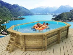 Piscina de madera "Miami 145" - 4,86 x 3,36 x 1,45 m^Habitat et jardin Hot