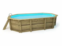 Piscina de madera "Miami 120" - 4,86 x 3,36 x 1,45 m + cobertor de burbujas 180 µ + cobertor de invierno 280 gr/m²^Habitat et jardin New