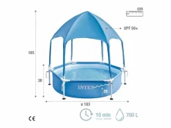 Intex Piscina Tubular|Piscina desmontable Canopy Metal Frame con toldo 700L Ø183x38 cm