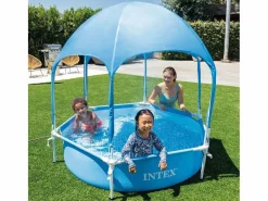 Intex Piscina Tubular|Piscina desmontable Canopy Metal Frame con toldo 700L Ø183x38 cm