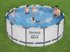 Bestway Piscina Desmontable Tubular Steel Pro Max 366x122 cm con Depuradora Cartucho 2.006 L/H Cobertor y Escalera Blanco
