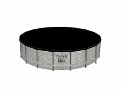 Bestway Piscina Tubular|Piscina Desmontable Tubular Steel Pro Max Diseño Piedra Ø549x122 cm Depuradora Cartucho 5.678 L/H Cobertor y Escalera