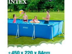 Intex Piscina Tubular|Piscina elevada rectangular 450x220x84 cm con bomba