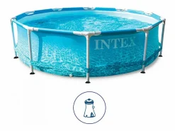 Intex Piscina Elevada Redonda Fondo Marino 28208 Beachside Metal Frame 305x76cm Multicolor Best
