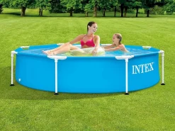 Intex Piscina Tubular|Piscina familiar niños con estructura metálica sobre suelo