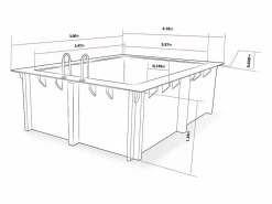 Habitat et jardin Piscina rectangular de madera "Caimans" - 4,10 x 3,00 x 1,24 m + cubierta de burbujas de 180 µ - cubierta de invierno de 280 g/m² Marru00f3n Clearance