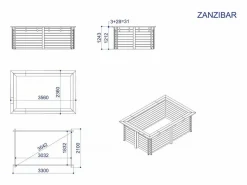Piscina rectangular de madera 