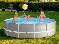 Intex Piscina redonda 366x99 cm con depuradora y escalera Gris Hot