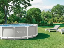 Intex Piscina redonda 366x99 cm con depuradora y escalera Gris Hot